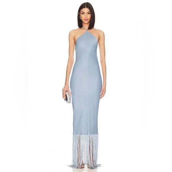 NWT CAMILA COELHO PAYTON MAXI DRESS DUSTY BLUE SIZE S $278